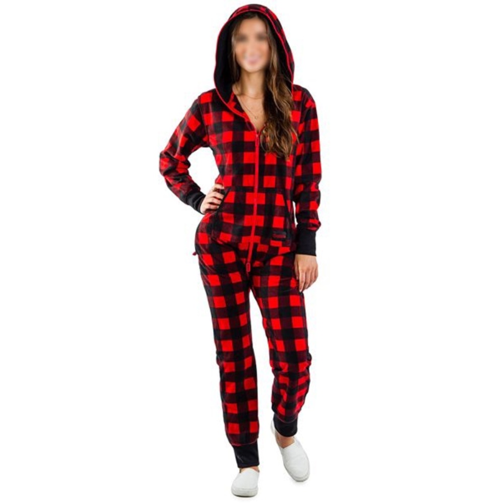 Milk Lounge Plaid hoodie onesie Size Small